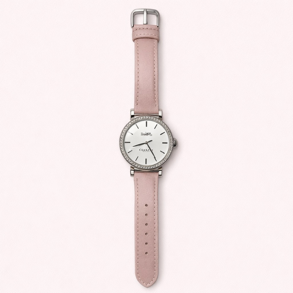 NWT Coach Pink Leather Bling Watch